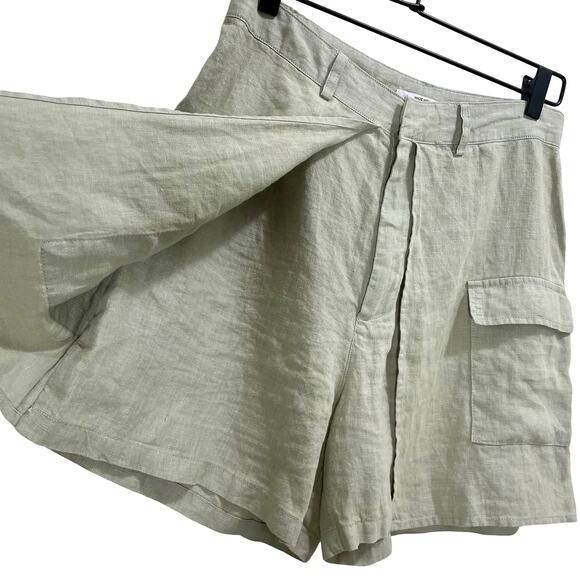 Nicole Miller Linen Light Green High-Waisted Cargo Skort Shorts Sz 4 - Picture 2 of 7